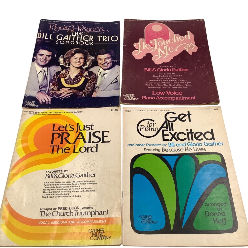 Lot of 4‎ Songbooks Bill Gloria Gaither Pilgrims Progress Praise the Lord Piano